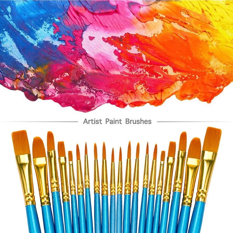 BOSOBO Pointed-Round Paint Brush, 4 Sets of 10 Pieces Fine Tip Nylon Hair Miniature Paint Brushes for Acrylic Oil Watercolor Gouache, Artist Face Nail Body, Paint by Numbers, Model Craft & Rock Art - Image 2